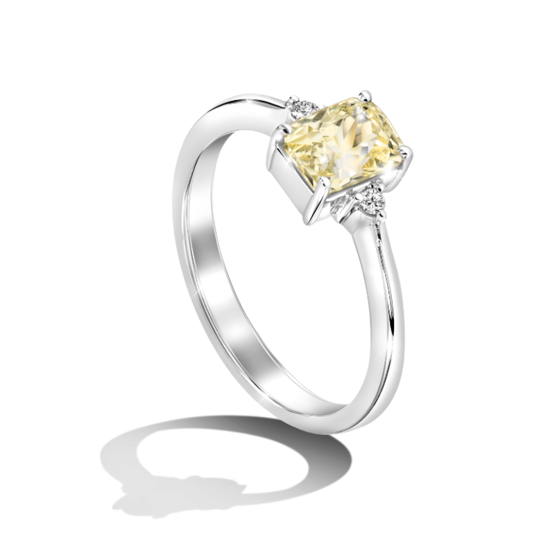 Yellow Sapphire Emerald Cut Ring