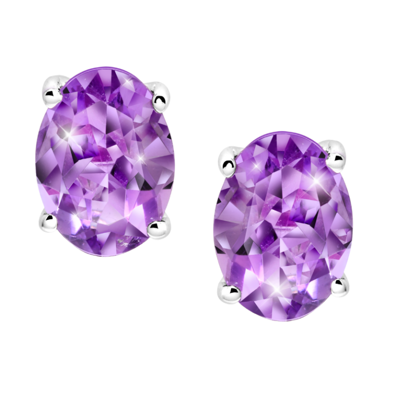 Round Amethyst Stud Earring