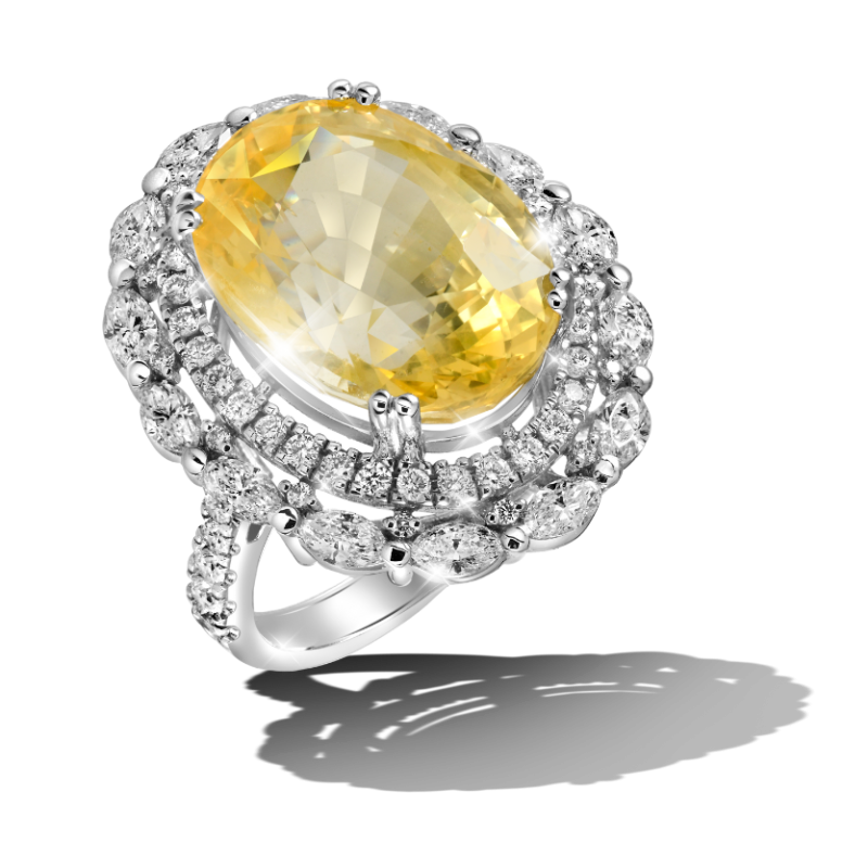 Unheated Yellow Sapphire Oval Ring